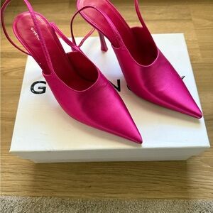 Givenchy Pink Satin Slingback Heels